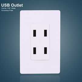 Białe 4 porty USB GFCI Odbiorniki Elektryczny gniazdo USB z płytką bez śruby